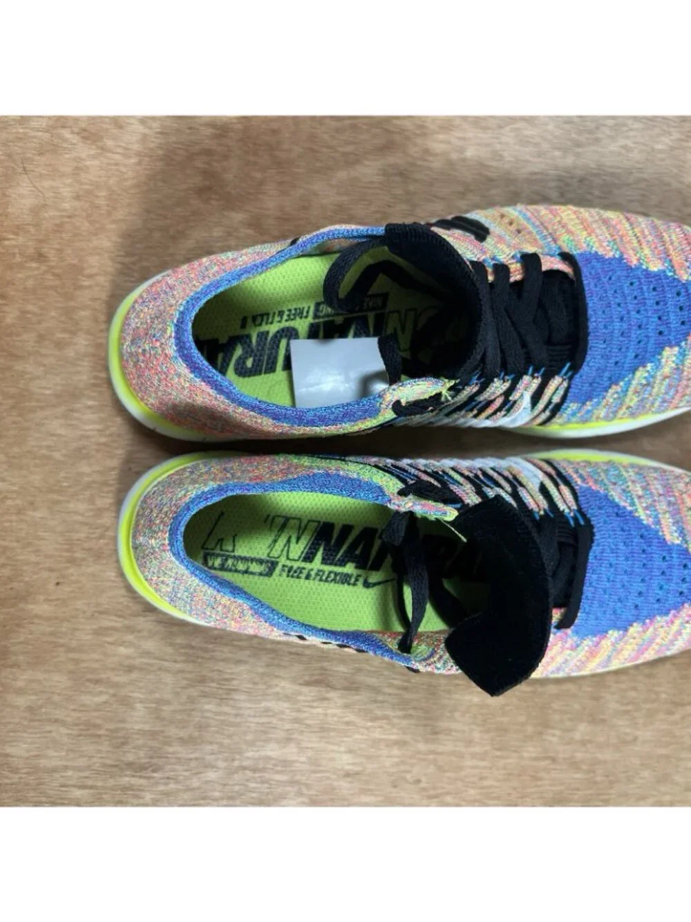 Nike Free RN Flyknit Blue Pink Womens Size 7.5 831070-102 Running Shoes